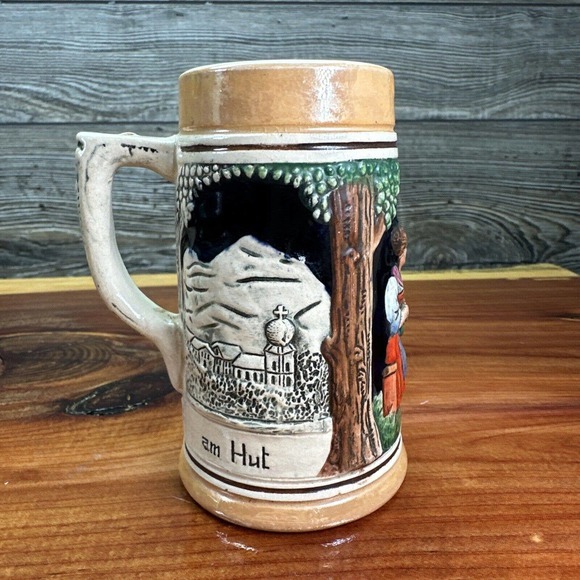 Original Vintage German Embossed Man Woman Playing/Drinking‎ Ceramic Mug - Picture 2 of 10